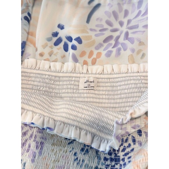 ARITZIA Wilfred Dress Blue Tempest Mini Smocked Puffed Floral Babydoll Boho XS - Picture 3 of 11